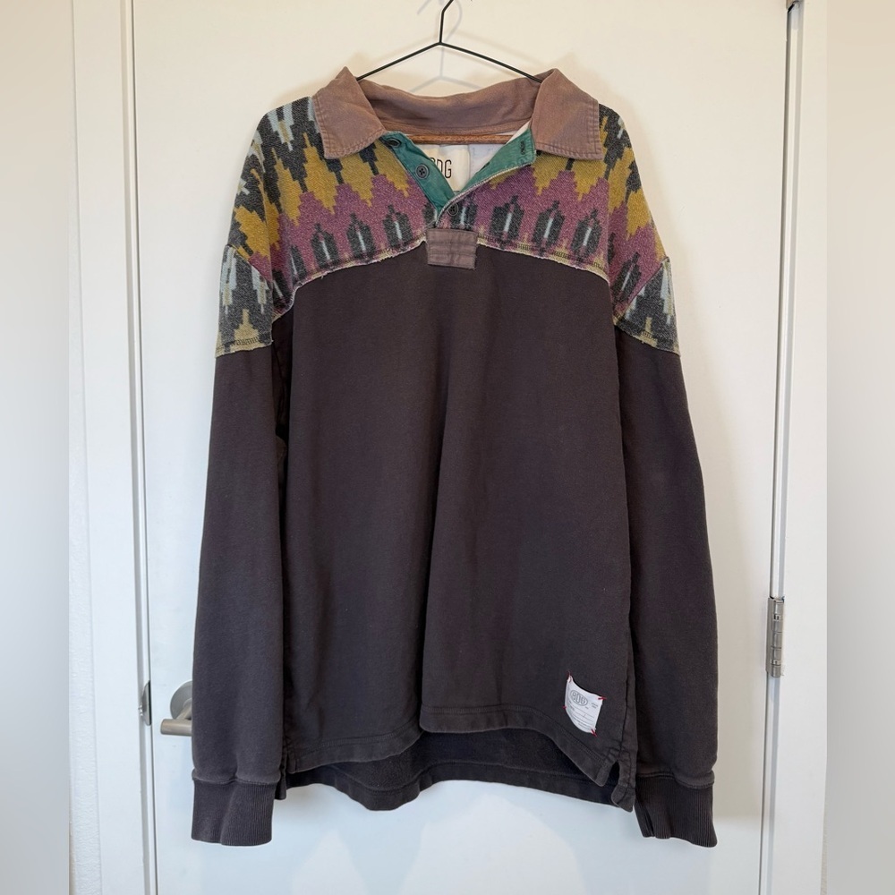 BDG Men’s Heavyweight Craft Pattern Rugby Sweatshirt Multicolor